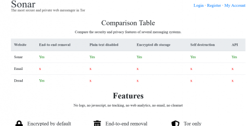 Sonar - Encrypted
communications Sonar - Encrypted communications